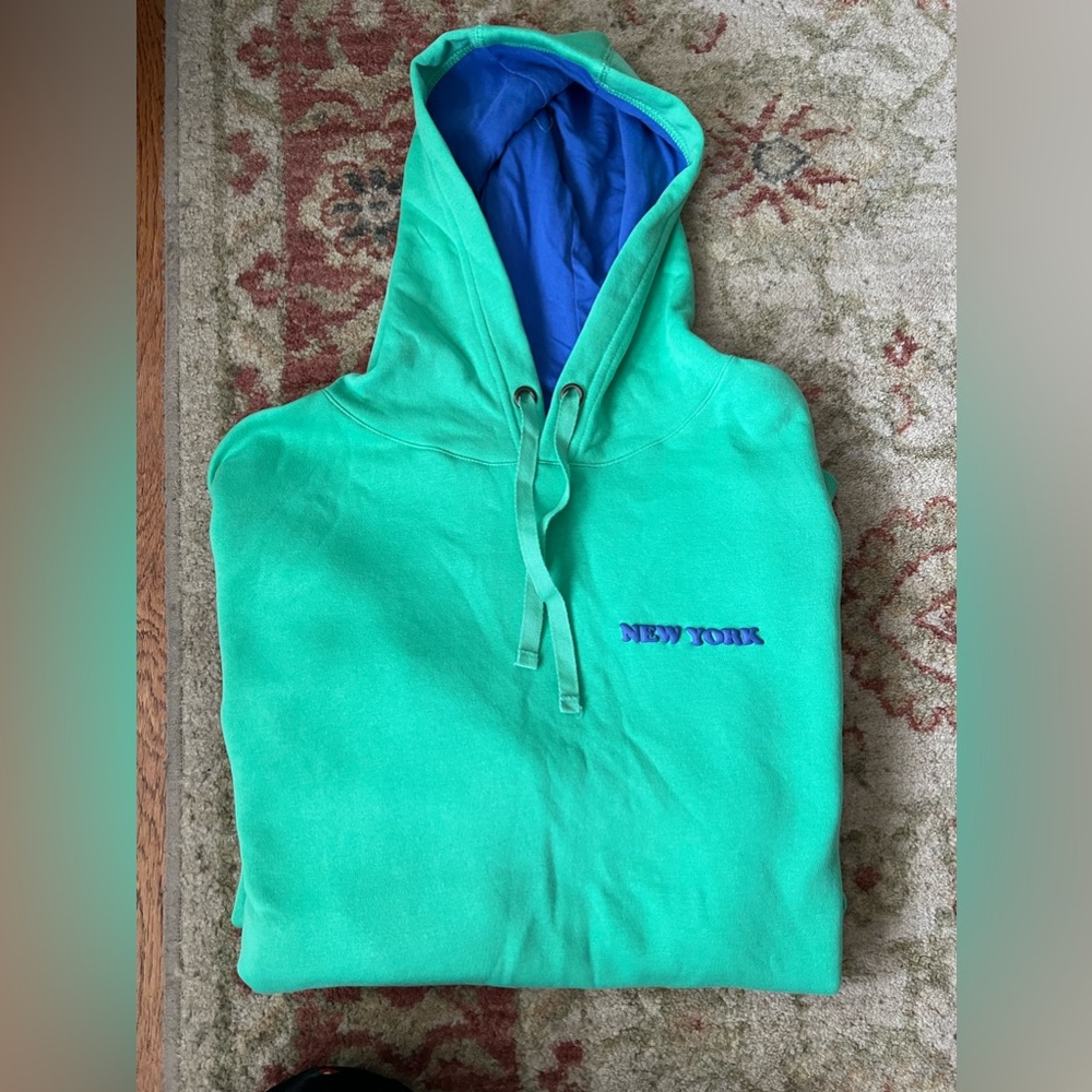 Green Hoodie with Blue Interior